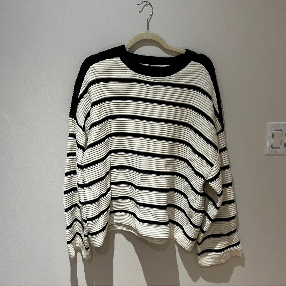 Dynamite Black and White Striped Sweater - Picture 2 of 5